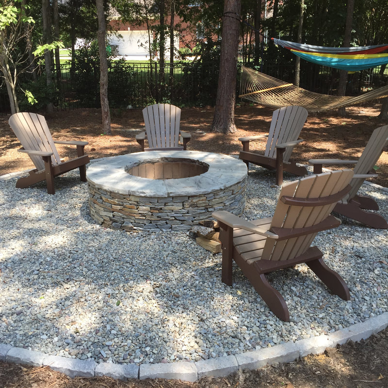 Adirondack chairs and firepit